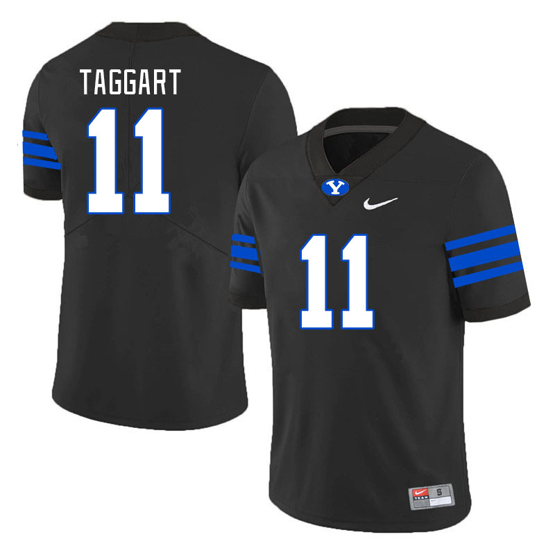 Men #11 Harrison Taggart BYU Cougars College Football Jerseys Stitched Sale-Black - Click Image to Close